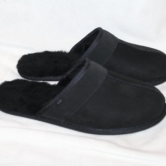 NEW‎ UGG MEN\'S SUEDE LEISURE SCUFF SLIP ON SLIPPERS BLACK